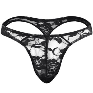 Black Lace Custom Mesh Men's Thong